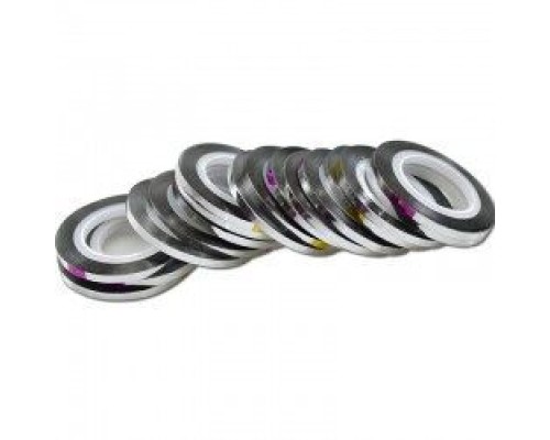 Липка стрічка для дизайну нігтів 3мм, срібло