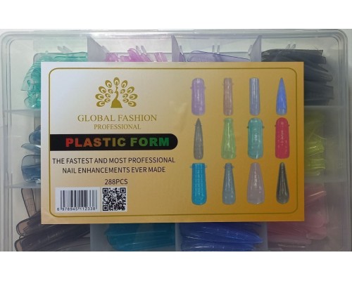Верхні форми для нарощування нігтів GLOBAL FASHION мікс #2  (кольорові) 288шт