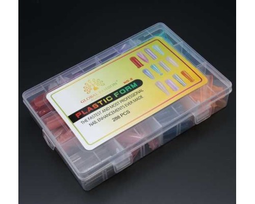 Верхні форми для нарощування нігтів GLOBAL FASHION мікс #2  (кольорові) 288шт