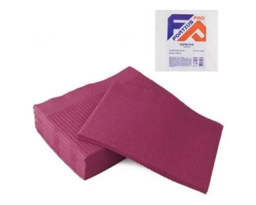 Серветка-нагрудник медична Fortius Pro тришарова(33*41см)колір:бордовий