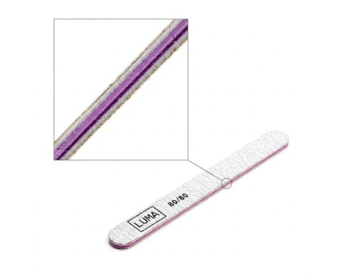 Luma Пилка для манікюра сіра, товста пряма 80х80