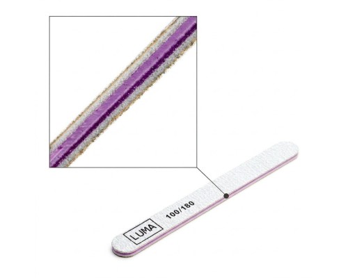 Luma Пилка для манікюра сіра, товста пряма 100х180