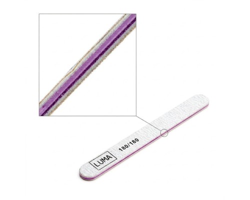 Luma Пилка для манікюра сіра, товста пряма 180х180