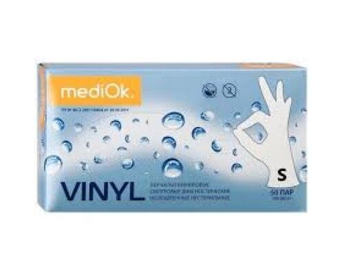 MediOk Рукавички вінілові,неопудрені,прозорі роз.S