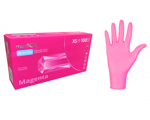 MediOk Рукавички нітрилові оглядові, нестерильні,.MAGENTA, без пудри, колір рожевий, розмір M