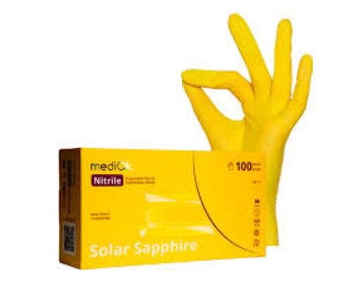 MediOk Рукавички нітрилові оглядові, нестерильні.SOLAR SAPPHIRE, без пудри, колір жовтий, роз.S