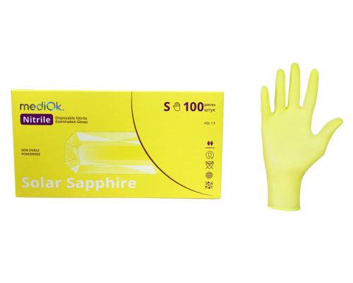 MediOk Рукавички нітрилові оглядові, нестерильні.SOLAR SAPPHIRE, без пудри, колір жовтий, роз.M