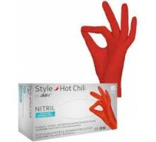Ampri Рукавички Style HOT CHILI,  нестерильні, нітрилові, неопудрені, червоні, розмір M