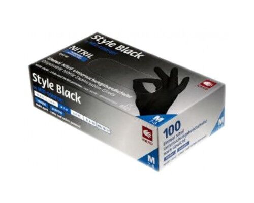 Ampri Рукавички STYLE Black, нітрил, чорні, М, 100 шт./уп.