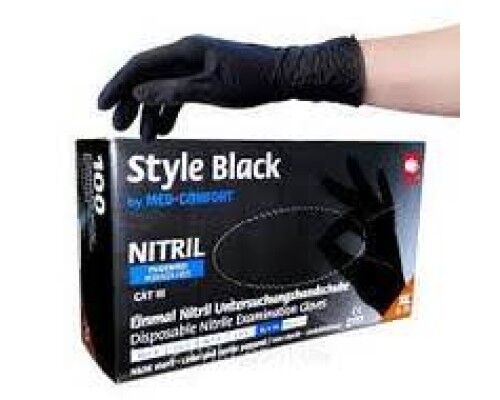 Ampri Рукавички STYLE Black, нітрил, чорні, М, 100 шт./уп.