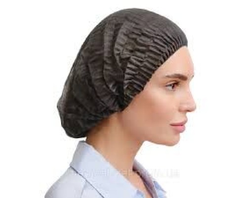 Шапочка медична нестирильна на подвійній резинці Panni Mlada (100шт/уп)зі спанбонду Колір:чорний