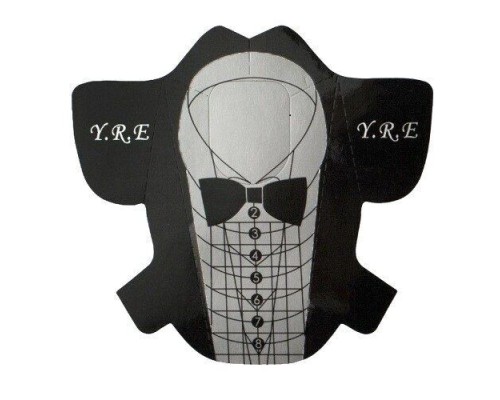 Y.R.E. Форма для нарощ. нігтів 500шт. "Смокінг"  EDGE +КВАДРАТ+ОВАЛ чорно-сіра