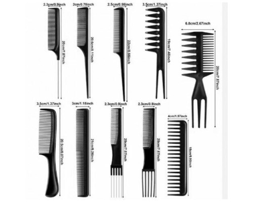 Набір гребней чорних 10шт/уп