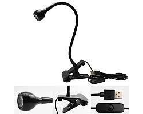 Лампа UV для сушіння гель лаку, гелевих типс з USB(настільна, гнучка, з прищіпкою,чорна),3 Вт Д