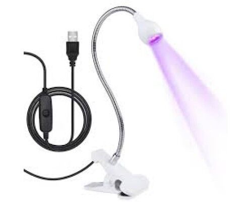 Лампа UV для сушіння гель лаку, гелевих типс з USB(настільна, гнучка, з прищіпкою,біла),3 Вт Д