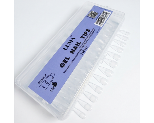 Luma Gel nail tips №06 Almond, гелеві тіпси розчинні,ф-ма Мигдаль, 240 шт/уп