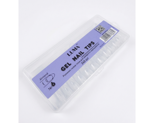Luma Gel nail tips №06 Almond, гелеві тіпси розчинні,ф-ма Мигдаль, 240 шт/уп