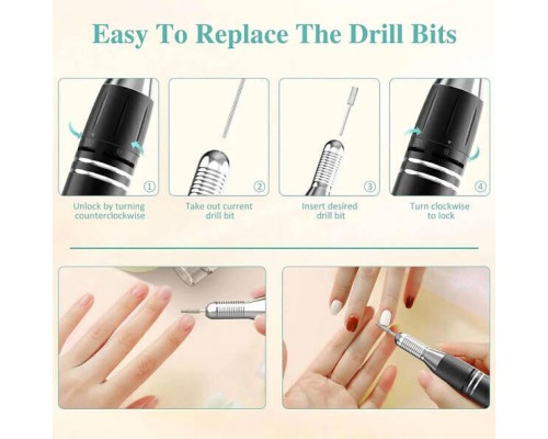 Портативний фрезер для манікюру на акумуляторі DMJ-100 25 Вт 35 000 об/хв, Білий