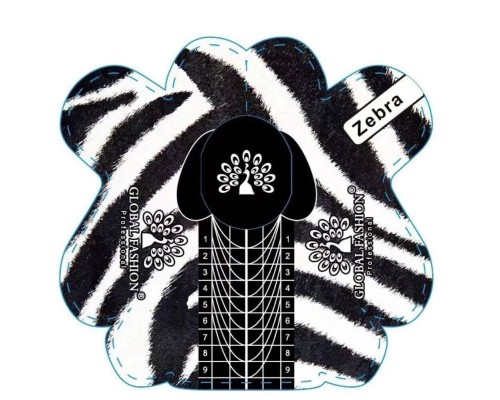 Форми для нарощування нігтів GLOBAL FASHION 300шт/уп Zebra