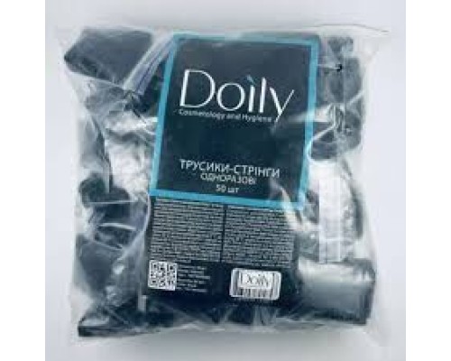 Трусики-стрінги Doily(50шт/пач) зі спанбонду. Колір: чорний
