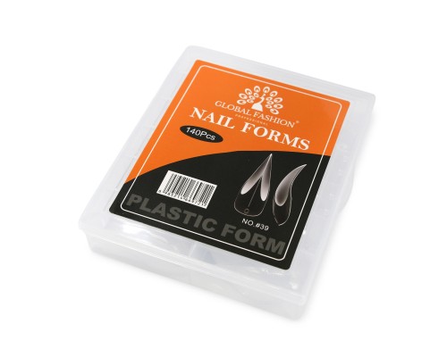 Верхні форми для нарощування нігтів GLOBAL FASHION (помаранчеві) Кігті, 140 шт, NO.39