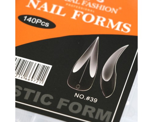 Верхні форми для нарощування нігтів GLOBAL FASHION (помаранчеві) Кігті, 140 шт, NO.39