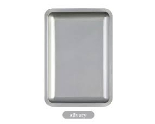 Металевий лоток прямокутний, 18*12.5 см, срібло