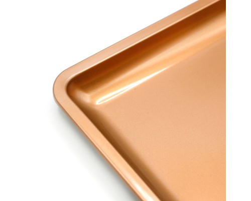 Металевий лоток прямокутний, 18*12.5 см, мідний