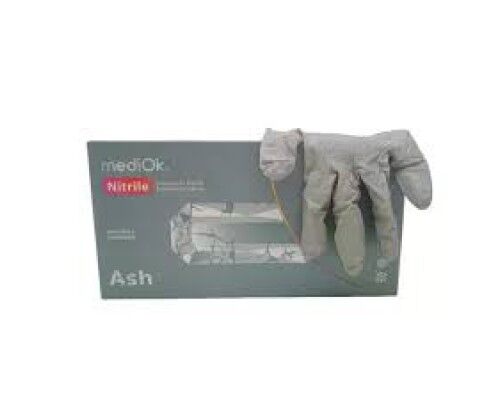 MediOk.Рукавички нітрилові , нестерильні,Ash,розмір L ( без пудри, колір сірий)