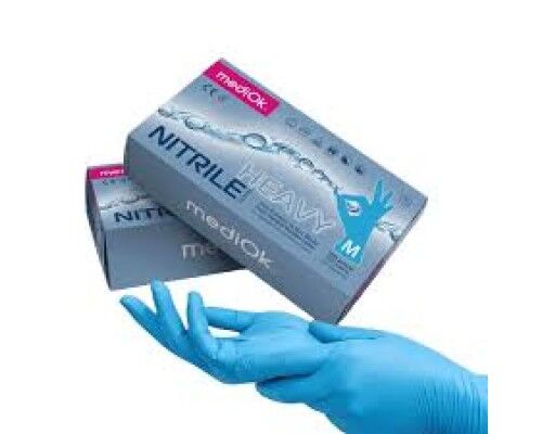 MediOk.Рукавички нітрилові , нестерильні,Heavy,розмір L ( без пудри, колір синій,текстуровані)