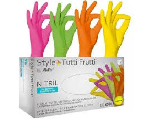Ampri Рукавички STYLE Tutti Frutti, нітрилові,неопудрені,мікс кольорів,р-р L(48 пар)