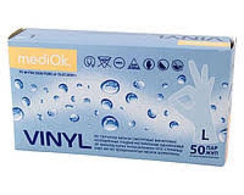 MediOk Рукавички вінілові,неопудрені,прозорі роз.L