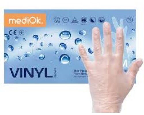 MediOk Рукавички вінілові,неопудрені,прозорі роз.L