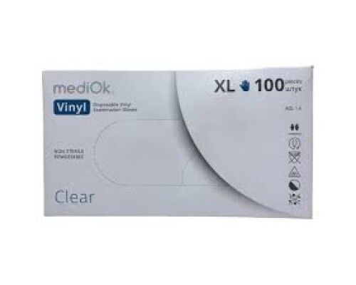 MediOk Рукавички вінілові,неопудрені,прозорі роз.XL