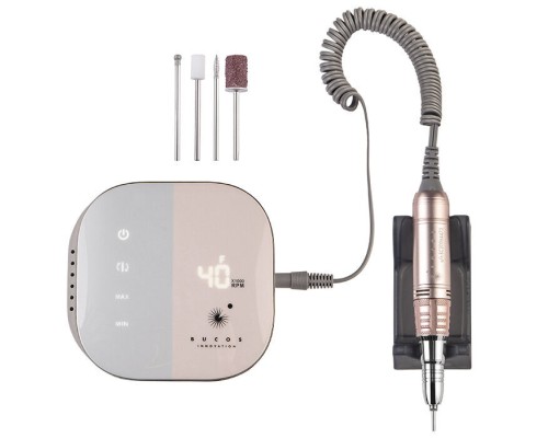 Фрезер для манікюру BUCOS Nail Drill X1 PRO BLUSH PINK (65W/40000 об.)+ український посібник