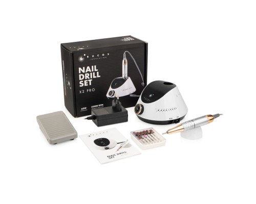 Фрезер для манікюру BUCOS Nail Drill X2 PRO WHITE PEARL (65W/35000 об.)+ український посібник