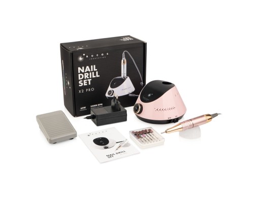 Фрезер для манікюру BUCOS Nail Drill X2 PRO BLUSH PINK (65W/35000 об.)+ український посібник