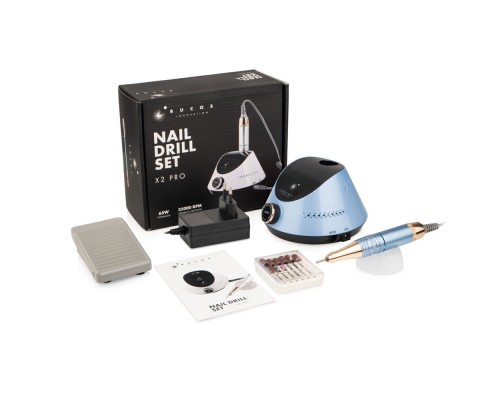 Фрезер для манікюру BUCOS Nail Drill X2 PRO BLUE OCEAN (65W/35000 об.)+ український посібник