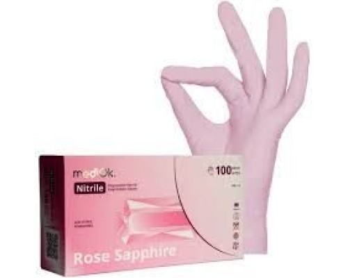 MediOk.Рукавички нітрилові , нестерильні,ROSE SAPPHIRE, розмір S (без пудри, колір рожевий)