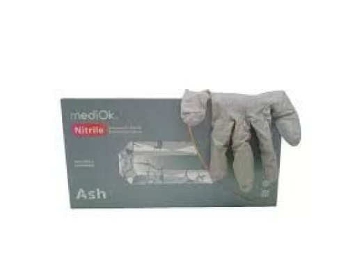 MediOk.Рукавички нітрилові , нестерильні,Ash,розмір S ( без пудри, колір сірий)