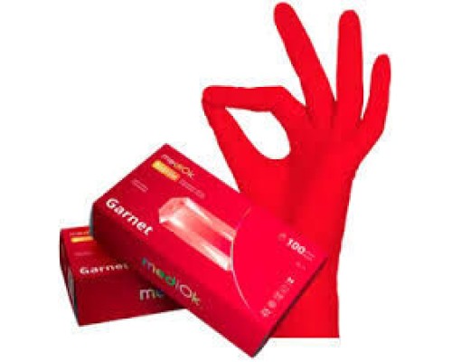 MediOk.Рукавички нітрилові , нестерильні,Garnet,розмір ХS ( без пудри, колір темно-червоний)