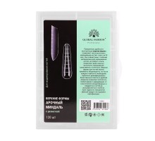 Верхні форми для нарощування нігтів GLOBAL FASHION Almond арочний мигдаль (зелені) 120шт