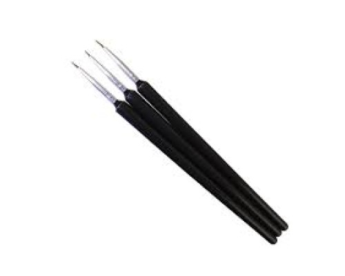 Пензлики для дизайну нігтів №000# набір 3шт.(чорні)