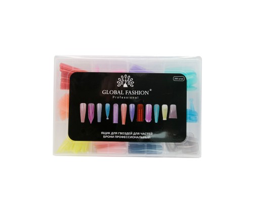 Верхні форми для нарощування нігтів GLOBAL FASHION мікс #3  (кольорові 12 видів,чорні) 288шт