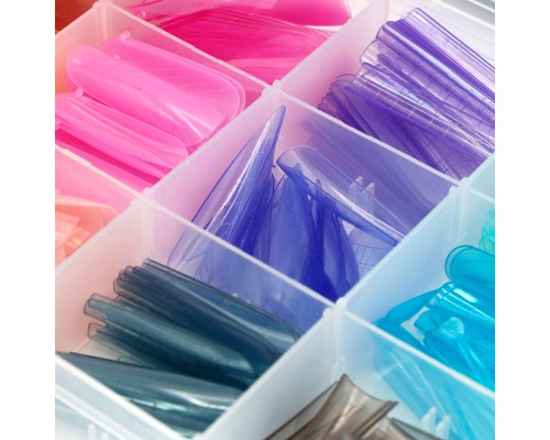 Верхні форми для нарощування нігтів GLOBAL FASHION мікс #3  (кольорові 12 видів,чорні) 288шт