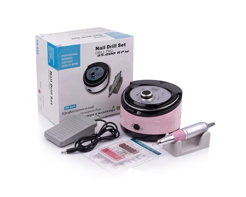 Фрезер BUCOS ZS-606 PRO Pink  (35000/45W) укр. посібник (+ 6 покращених фрез), 3 міс.гарантія