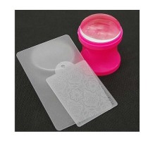 Штамп силіконовий для стемпінгу бочонок рожевий (прозорий,круглий)