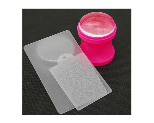 Штамп силіконовий для стемпінгу бочонок рожевий (прозорий,круглий)