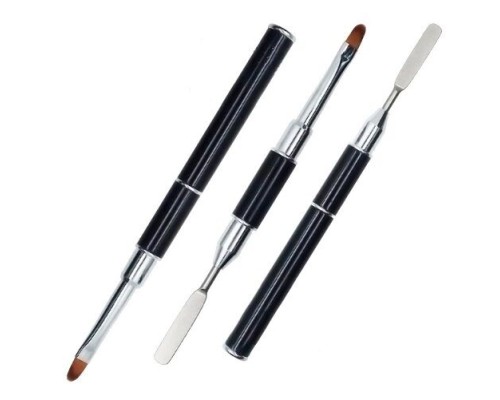 Пензлик для полігелю+шпатель 2х-сторонній,чорний