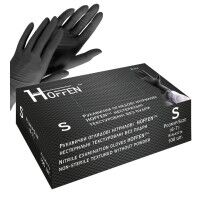 Рукавички оглядові нітрилові чорні HOFFEN нестерильні текстуровані без пудри р.S